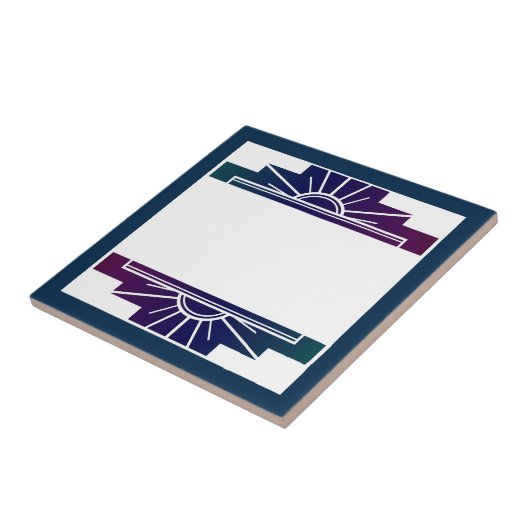 Carreau Elément soleil Art déco en couleurs sombres (Côté)