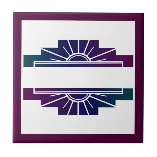 Carreau Elément soleil Art déco en couleurs sombres (Devant)