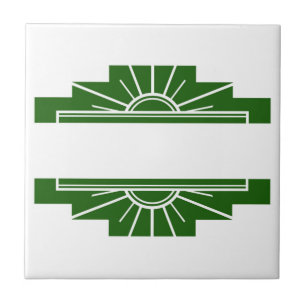 Carreau Elément soleil Art déco en vert foncé