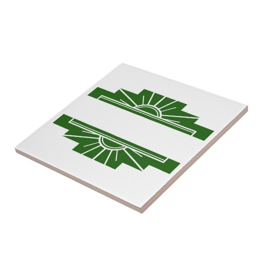 Carreau Elément soleil Art déco en vert foncé (Côté)