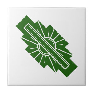 Carreau Elément soleil Art déco en vert foncé