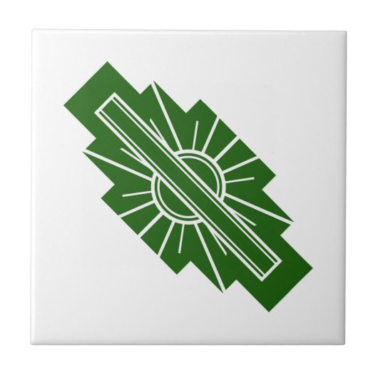 Carreau Elément soleil Art déco en vert foncé (Devant)