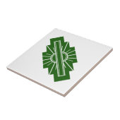 Carreau Elément soleil Art déco en vert foncé (Côté)