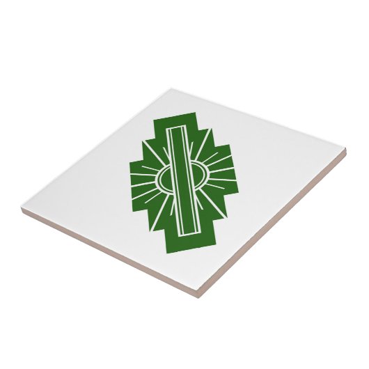 Carreau Elément soleil Art déco en vert foncé (Côté)