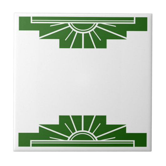 Carreau Elément soleil Art déco en vert foncé (Devant)