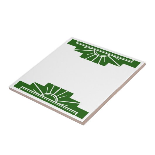 Carreau Elément soleil Art déco en vert foncé (Côté)