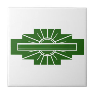 Carreau Elément soleil Art déco en vert foncé