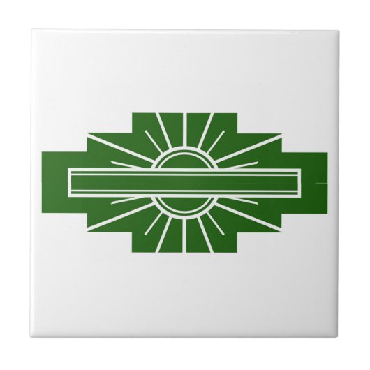 Carreau Elément soleil Art déco en vert foncé (Devant)