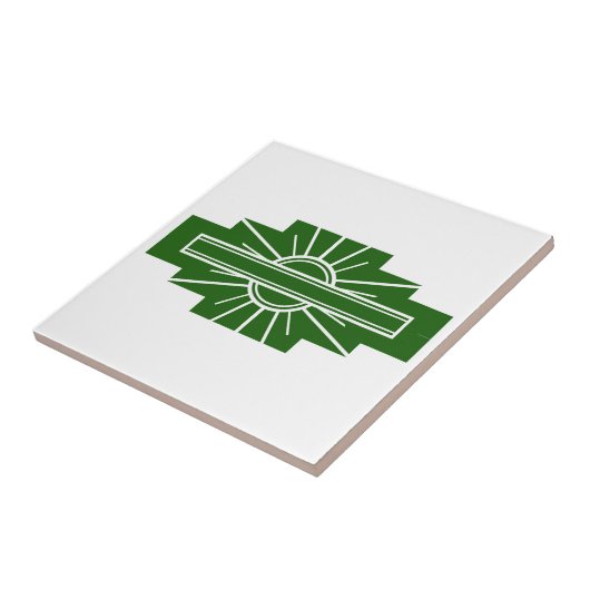 Carreau Elément soleil Art déco en vert foncé (Côté)