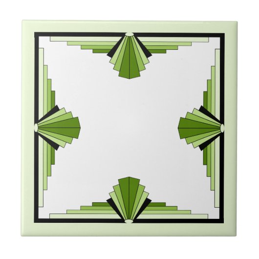 Carreau Éléments Art déco dans les verts cossus (Devant)