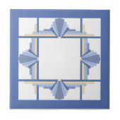 Carreau Éléments Art déco en bleu crème et cendres (Devant)