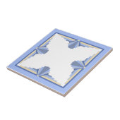 Carreau Éléments Art déco en bleu crème et cendres (Côté)