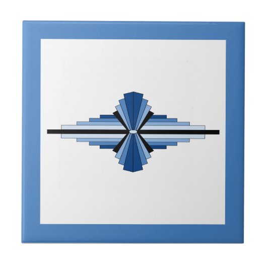 Carreau Éléments Art déco en bleu, marine et noir (Devant)