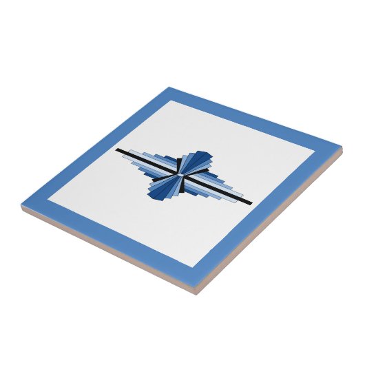 Carreau Éléments Art déco en bleu, marine et noir (Côté)