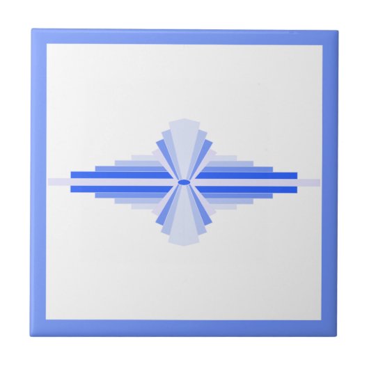 Carreau Éléments Art déco en bleu riche (Devant)