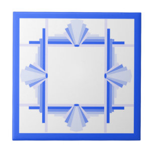 Carreau Éléments Art déco en bleu riche
