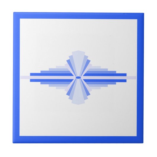 Carreau Éléments Art déco en bleu riche (Devant)