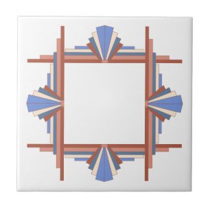 Carreau Éléments Art déco en or rose & bleu