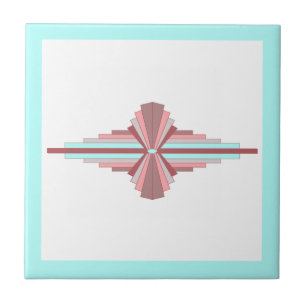 Carreau Éléments Art déco en rose foncé & bleu