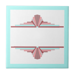 Carreau Éléments Art déco en rose foncé & bleu