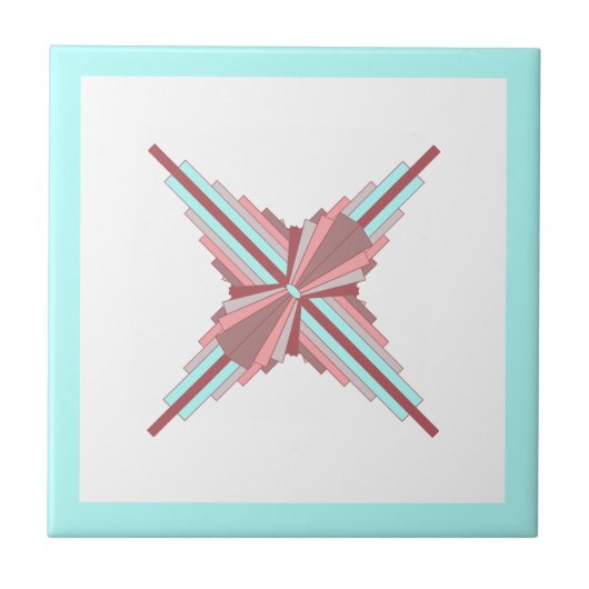 Carreau Éléments Art déco en rose foncé & bleu (Devant)