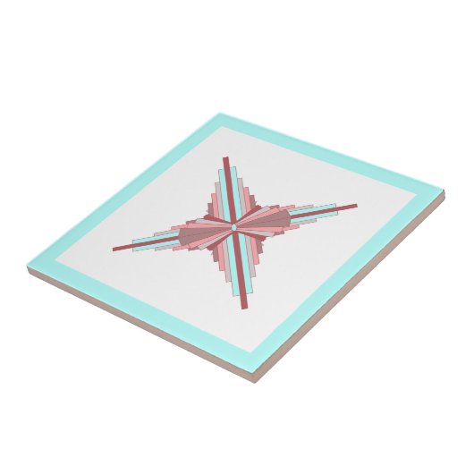 Carreau Éléments Art déco en rose foncé & bleu (Côté)