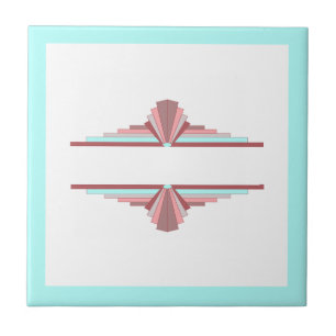 Carreau Éléments Art déco en rose foncé & bleu