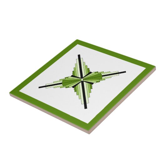 Carreau Éléments Art déco en vert mousse (Côté)