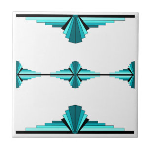 Carreau Éléments Art déco en vert turquoise
