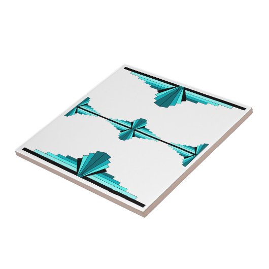 Carreau Éléments Art déco en vert turquoise (Côté)