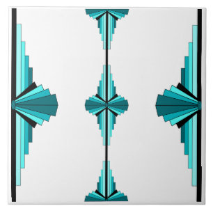 Carreau Éléments Art déco en vert turquoise