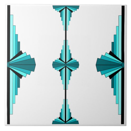 Carreau Éléments Art déco en vert turquoise (Devant)