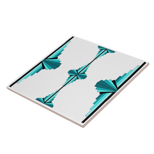 Carreau Éléments Art déco en vert turquoise (Côté)