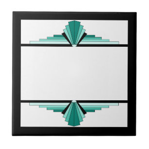 Carreau Éléments Art déco en vert turquoise et noir