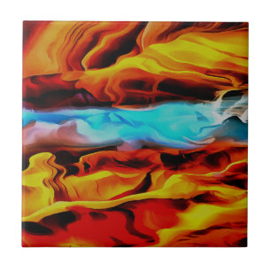 Carreau Eléments Chauds Et Froids Acrylique Verser Abstrai