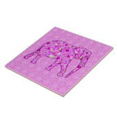 Carreau Eléphant à fleurs - orchidée et magenta (Côté)