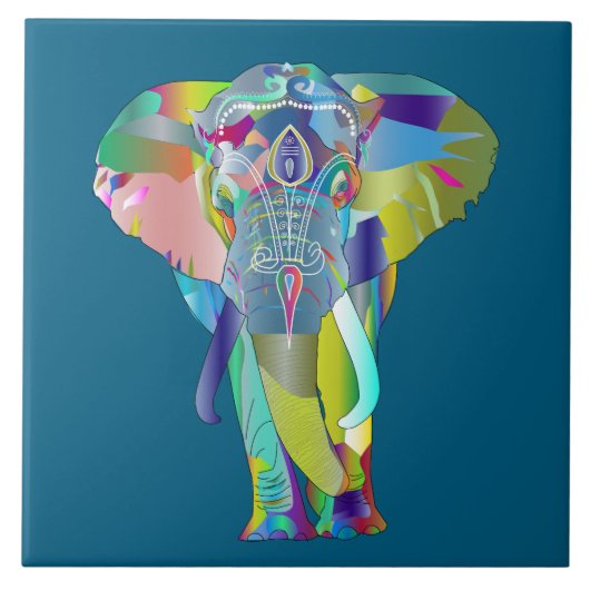 Carreau Éléphant abstrait coloré (Devant)