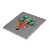 Carreau Eléphant Abstrait vibrant avec Turquoise gras (Côté)