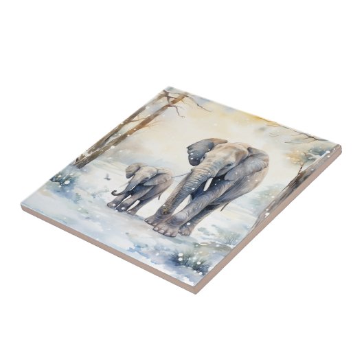 Carreau Elephant and Baby (Côté)