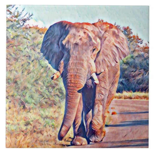 Carreau éléphant aquarell (Devant)