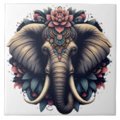 Carreau Eléphant aux motifs floraux vibrants (Devant)