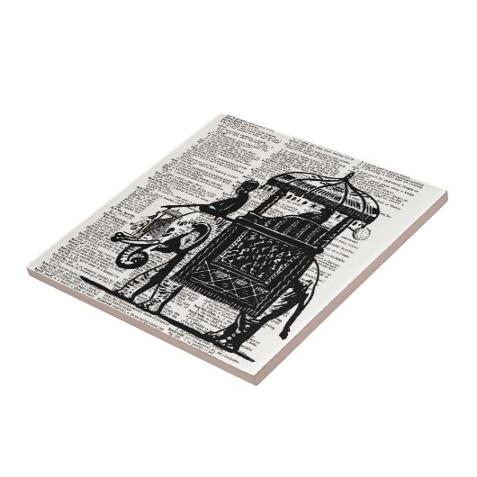 Carreau Elephant avec Howdah Dictionary Art (Côté)