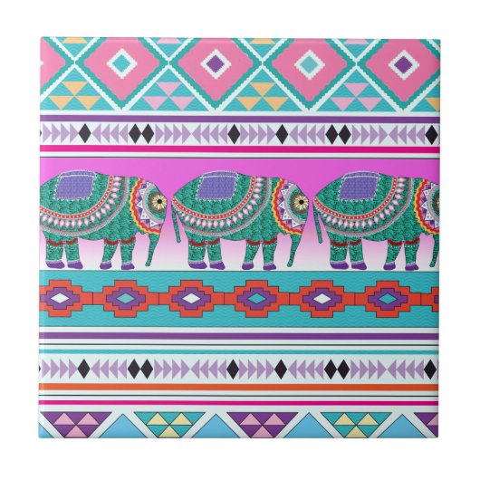 Carreau Eléphant avec Motif aztèque (Devant)