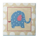 Carreau Eléphant bleu avec Pois blancs<br><div class="desc">Cet éléphant bleu a été créé à l'aide de différents morceaux de papier découpé. OEuvre artisanale extraordinaire de Chariklia Zarris,  elle ferait un grand cadeau à un enfant pour qu'il mette sur le mur de sa chambre. Commandez dès aujourd'hui !</div>