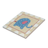 Carreau Eléphant bleu avec Pois blancs (Côté)