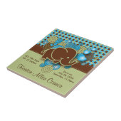 Carreau Éléphant bleu, vert et Brown de bébé de plaid (Côté)