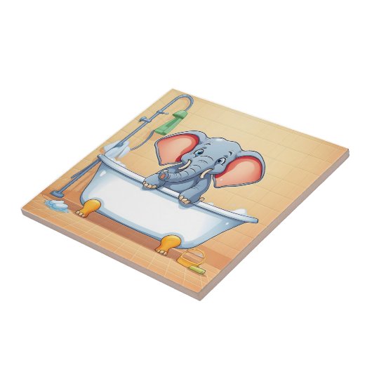 Carreau Eléphant dans le bain (Côté)