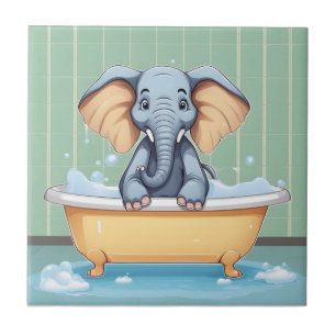 Carreau Eléphant dans le bain