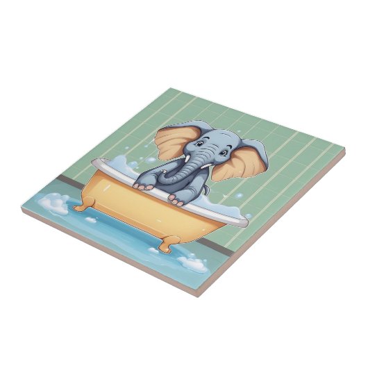 Carreau Eléphant dans le bain (Côté)