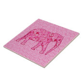 Carreau Éléphant de fleur - rose de fuchsia (Côté)